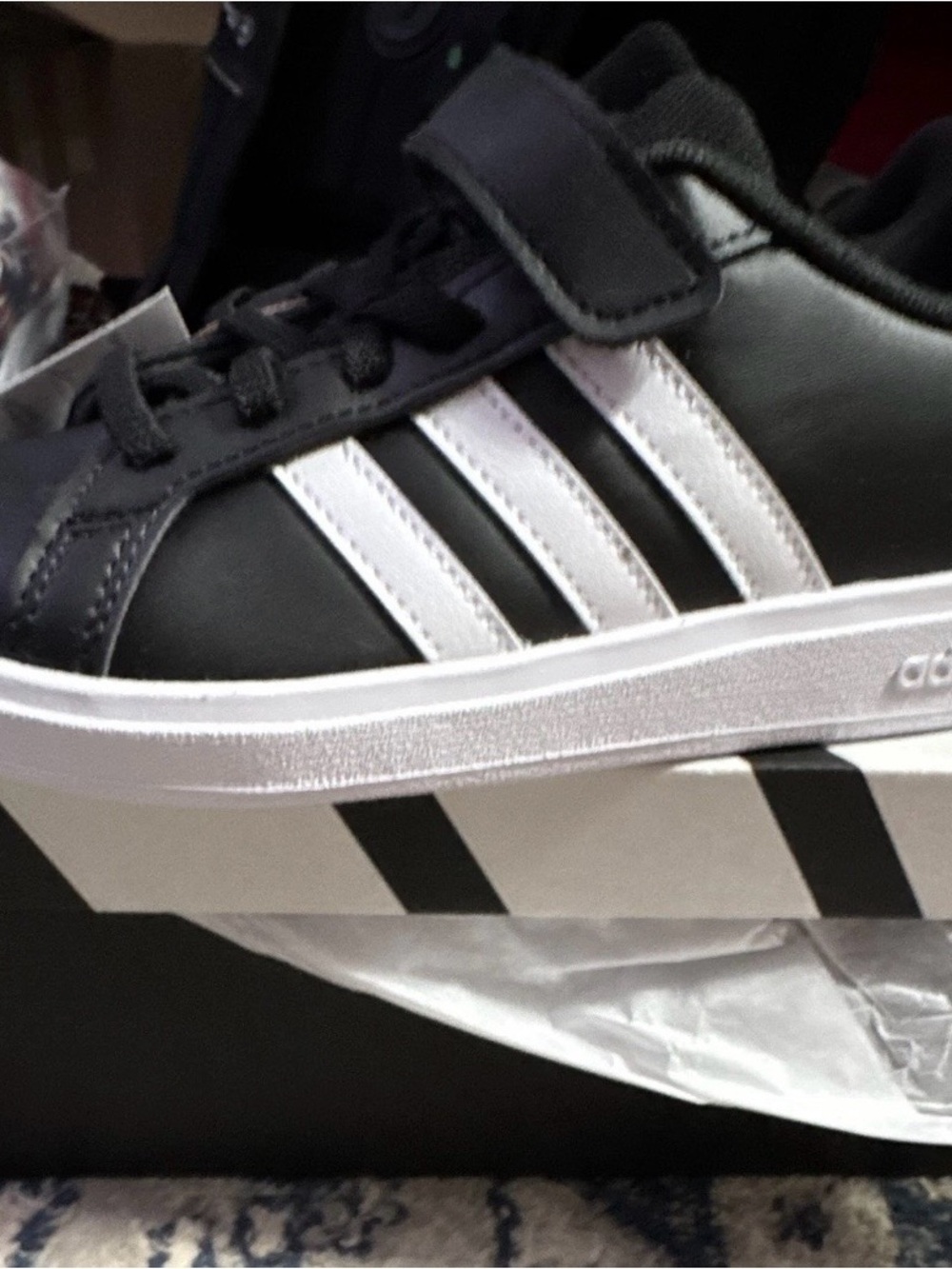 adidas Grand Court 2.0 EL C Kids Shoes Black White Size US 1